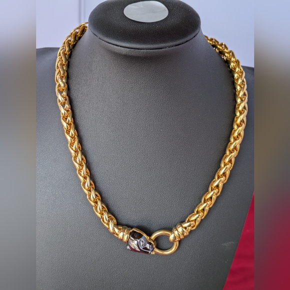 Vintage Fine Gold tone solid collar Panther head closure‎ - Picture 6 of 15